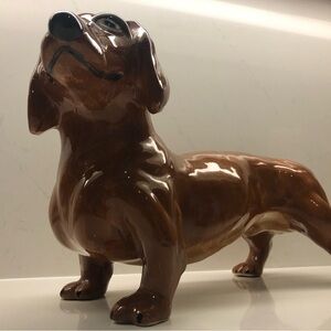 Brown Ceramic Dachshund statue made in Italy